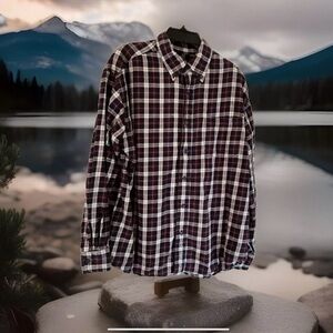 St Johns Men’s Plaid Shirt Long Sleeve Button Down Collar SZ M Blue Red White